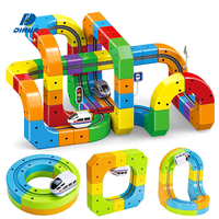 Circuit de train électrique Rail Cube pour enfants, piste de course flexible 3D, jouet de construction DIY, apprentissage STEM amusant, 123 pièces