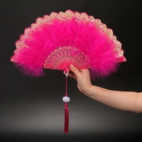 Éventail pliant en plumes Lolita, style japonais, doux, féerique, gothique sombre, pour la danse de cour, avec pendentif, cadeau, décoration de mariage et de fête