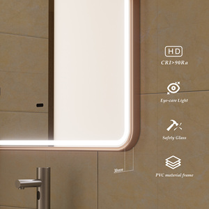Specchio da Bagno Antiappannamento con Illuminazione Frontale Dimmerabile, Funzione Memoria, Cornice Dorata, Specchio LED da Parete - Product Image 5