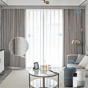 Cortina inteligente motorizada automática para hotel, cortina com isolamento térmico vertical à prova de fogo, luz de bloco sólido