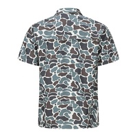 Custom Camo Back Yoke Venting-memungkinkan aliran udara bernapas ringan kasual lengan pendek kancing luar ruangan memancing kemeja