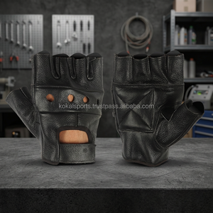 Full Black Breathable Fingerless Cycling Gloves for Offroad Motorcycle Use / Leather Gloves - Product Image 4