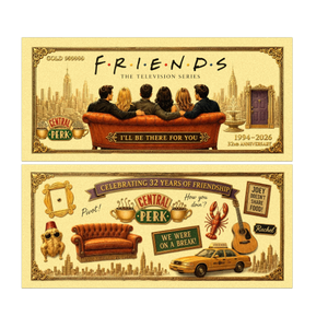 Vriendschap TV Sitcom Thema Anime Stijl Gouden Bankbiljet PET Dubbelzijdige Gouden Foliedruk Collectible Kunstkaart Souvenir Cadeau - Product Image 1
