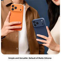 Coque de protection magnétique fine en silicone liquide mat avec anneau pour iPhone 17 Pro Max