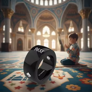 Anillo Zikr de Acero Inoxidable Equantu SQ668, Contador Inteligente Musulmán con Recordatorio de la Hora del Azan, Anillo Tasbeeh - Product Image 1