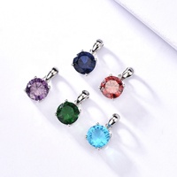 GP64 Pendentif classique de luxe en argent sterling 925 avec pierre de naissance magique d'été et zircons cubiques, breloque pour femme, bijoux raffinés