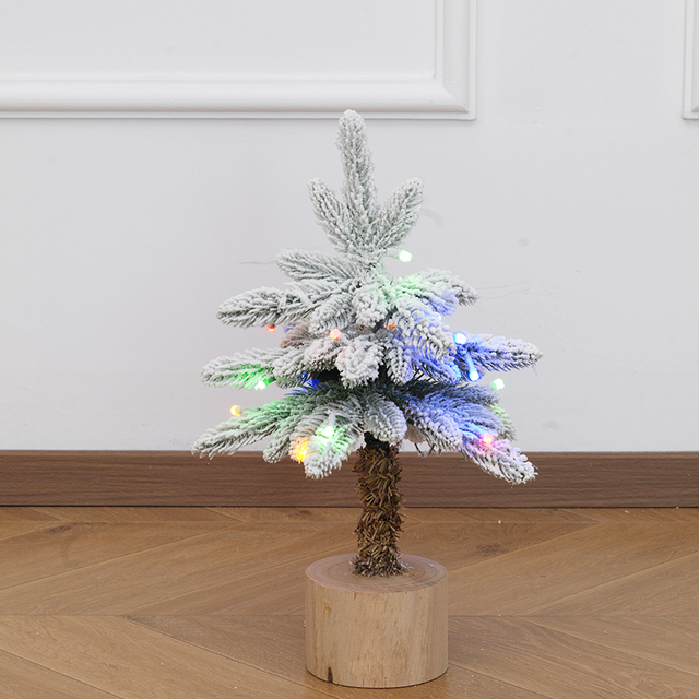 Artificial Snow Flocked Pure PE Tabletop Mini Christmas Tree, Desktop Ornament for Bedroom, Create Christmas Festive Atmosphere