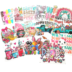 يوم سعيد عيد الفصح ملصقات طباعة الشاشة المخصصة جاهزة للضغط على DTF تصاميم نقل الطباعة الحرارية للقمصان - Product Image 2