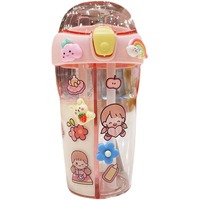 Bouteilles d'eau en plastique 2-en-1 de 430 ml et 600 ml, pratiques pour le sport, la gym et les enfants, avec double compartiment et paille intégrée, design mignon