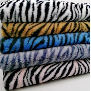 Tiger patterns plush faux fur fabric for home textile decoration teddy toy upholstery