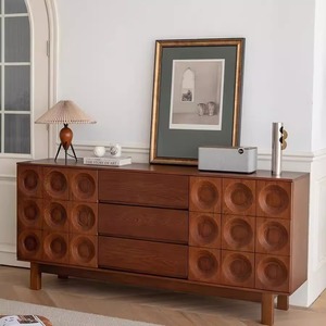 Aparador de lujo europeo Vintage marrón, muebles para el hogar para sala de estar, herramienta para cubiertos y almacenamiento de enfriador de vino