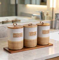 Ensemble de 3 pots à épices en céramique OEM avec couvercles – Rangement de cuisine multifonctionnel pour cadeaux et décoration intérieure