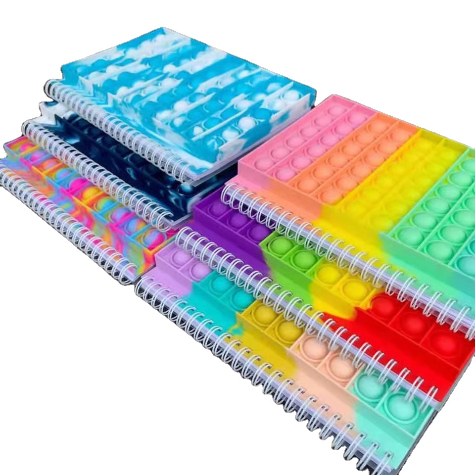 Amazon Hot seller push pops bubble notebook popular silicone poppet colorful sensory cover notebook children back to school