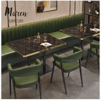 Maßgefertigte Kommerzielle Sitzecken Metalltisch und Stühle Grünes Ledersofa-Set für Restaurant Café