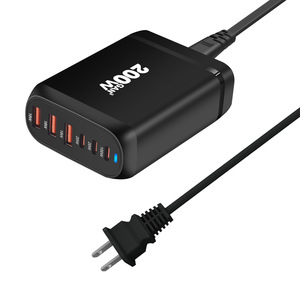 200W GaN Charger 4C2A Multi Port Desktop <b>Adapter</b> For Laptop With Holder Aluminum Alloy - Product Image 4