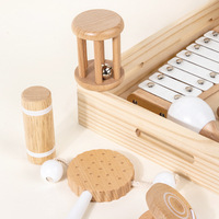 Montessori Toys Orff Percussion Instrument 8-piece Set Solid Wood Maracas Baby Rattles for Kids Educational Music Toys