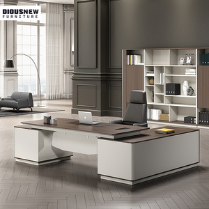 Muebles de oficina modernos-<span class=keywords><strong>Escritorio</strong></span> ejecutivo de lujo <span class=keywords><strong>Escritorio</strong></span> de ordenador en forma de L Muebles de negocios de madera con cajones y estantes - Product Image 4