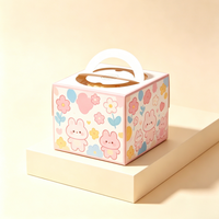Boîte à gâteau transparente portable de 4 pouces avec poignée, impression mignonne, pour mousse et desserts, idéale pour la vente en gros aux boulangeries