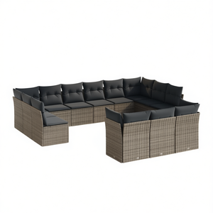 Grey Pe <b>Rattan</b> Garden <b>Sofa</b> Set Steel Frame 10 Plus Seating Contemporary Outdoor Furniture - Product Image 1
