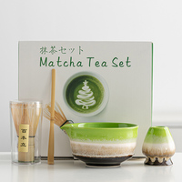 Ensemble de bols à matcha en céramique Dehua japonaise traditionnelle, fouet à thé, support pour livre de recettes, brosse à matcha, emballage en boîte colorée, thé de fêtes
