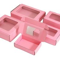 Boîte en papier rose personnalisée avec fenêtre transparente, plusieurs tailles, écologique, recyclable, emballage cadeau pour expédition