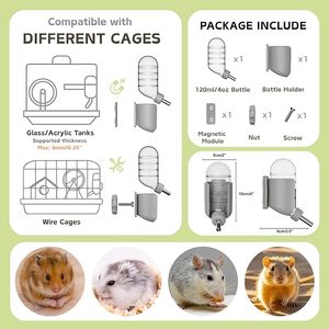 Bouteille d'eau pour hamster avec support magnétique, distributeur d'eau autonome pour hamsters syriens, hamsters nains, gerbilles, souris, <span class=keywords><strong>degus</strong></span> - Product Image 5