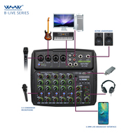 Mini console de mixage portable professionnelle 4 canaux pour la diffusion en direct