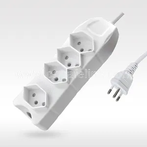 Multi soket, power socket, Swiss socket 4 Cara warna putih tanpa switch untuk grosir power strip