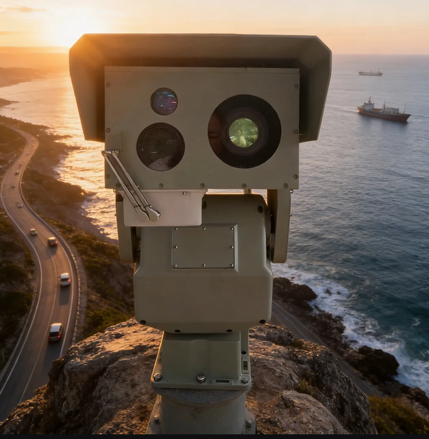 Multi Sensor EO IR PTZ Thermal Imaging Camera Long Range Perimeter Security Solution