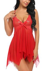 Camicia da Notte in Raso per Donna, <span class=keywords><strong>Trasparente</strong></span> e Sexy, in Poliestere Sottile con Decorazioni in <span class=keywords><strong>Pizzo</strong></span>, per Donne Mature - Product Image 4