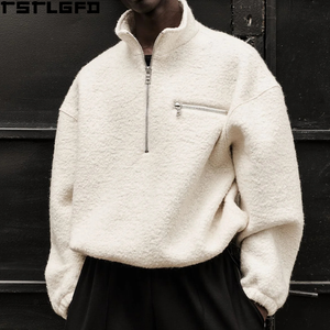 Fabricante de Suéteres Personalizados con Cuello Alto y Media Cremallera, OEM/ODM, de Forro Polar Texturizado, con Bolsillo en el Pecho, Marca Privada, Venta al por Mayor Directa de Fábrica - Product Image 3