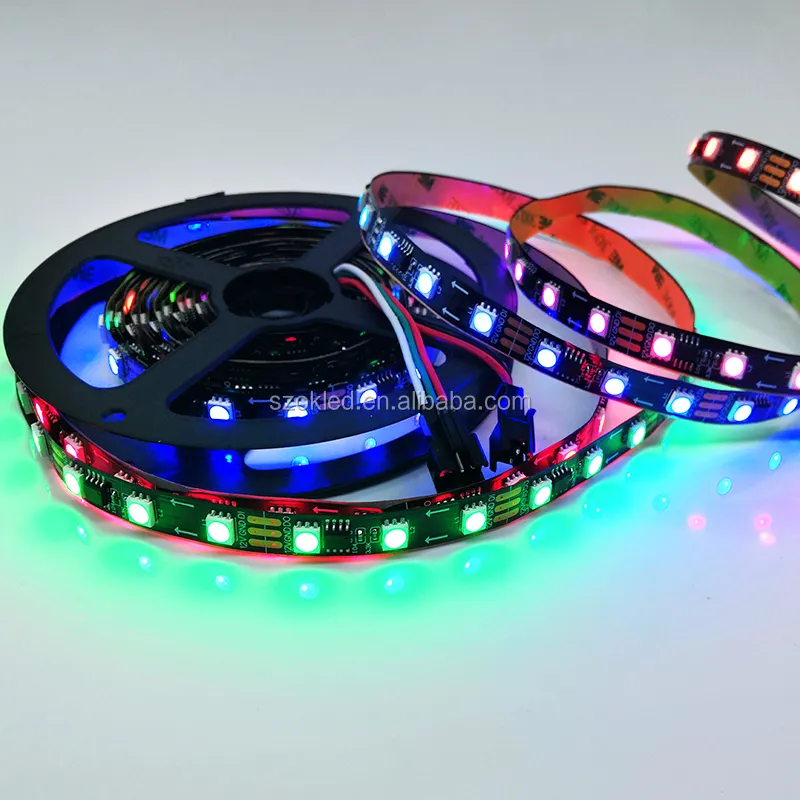 Best price dot led strip 2811 Addressable RGB 5050 60leds Black PCB Spinning room Decoration lights dc 12v RGB led light strip