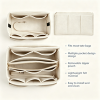 Organisateur de sac à main en feutre personnalisé par le fabricant, avec plusieurs poches de rangement, doublure en feutre pour sac à main quotidien