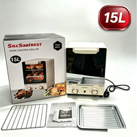 Four électrique à commande mécanique de grande capacité 15L, mini-four grille-pain, friteuse à air et grill pour la cuisson à domicile et en camping-car
