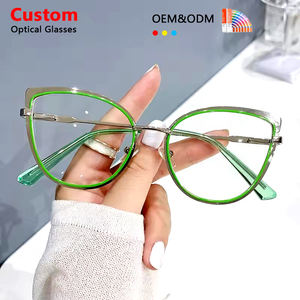 אור כחול החדש החוסם נשים גברים משקפיים אופטיים מתכת מסגרות שקופות עדשות שקופות שקופות מסגרות זכוכית ירוקות - Product Image 1