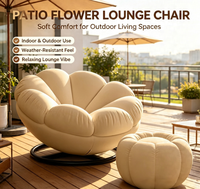 Fauteuil gris de style nordique, élégant, en forme de pétale, pivotant, avec coussin en peluche doux, pour la décoration moderne de la maison et du salon.