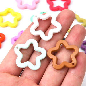 Colgante perforado de 30mm, llavero de estrella de cinco puntas de Color sólido acrílico, accesorios de joyería, Material colgante, estrella de Color - Product Image 3