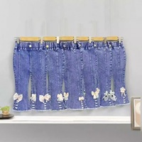 Celana Jeans Anak Perempuan Laki-laki Model Slim Fit Bell Bottom Gaya Korea Pewarnaan Khusus Pinggang Sedang Modis Serbaguna Musim Semi