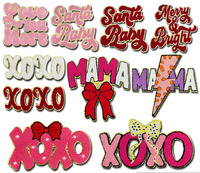 Patch Bordir Huruf Alfabet Fleksibel Chenille Besar Valentine, Patch XOXO Satu Bagian, Handuk Besar, Patch Setrika untuk Pakaian