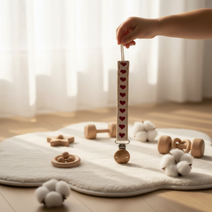 Clip <span class=keywords><strong>Portaciuccio</strong></span> Personalizzato in Cotone con Clip in Legno, Catenella <span class=keywords><strong>Portaciuccio</strong></span> in Tessuto Morbido per Neonati e Lattanti - Product Image 3