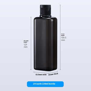 Flacon carré en PET pour démaquillant, avec bouchon noir et pompe, flacon cosmétique scellé pour masque facial, lotion Pure Dew - Product Image 3
