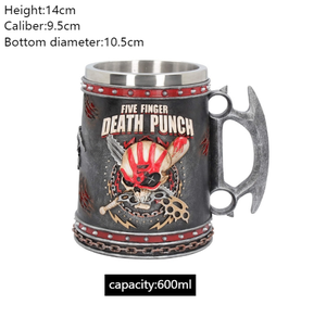 Mug Vintage 3D Kreatif <span class=keywords><strong>2026</strong></span> Cangkir Bir Resin Baja Tahan Karat Baru MBA07 Desain Retro Mug Death Cup untuk Penggemar Five Finger - Product Image 2