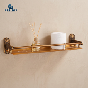 KEGAO Porte-serviettes mural sans perçage pour salle de bain, étagère de rangement pour toilettes et cuisine, porte-serviettes doré - Product Image 6