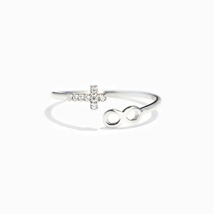 Anello Aperto Moebius per Donne con Numeri Arabi, Gioiello Minimalista Chic e Geometrico alla Moda - Product Image 5