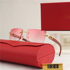 Lunettes de soleil tendance pour hommes, sans monture, rectangulaires, avec logo personnalisé, verres dégradés UV400 effet océan, monture imitation bois, modèle 024 - Product Image 5