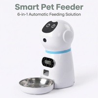 3,5L Automatischer Tierfutterautomat mit Sprachaufzeichnung im Roboter-Stil Intelligenter Futterspender für Katzen und Hunde LCD-Bildschirm Duale Stromversorgung