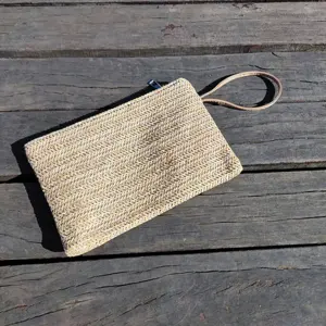 Popular Custom Wheat Straw Braided Women Purse Handwoven Mobile Coin Straw Clutch Bag Handbag