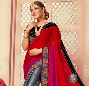 Indian style Designer Party wear saree with Embroidery work low price