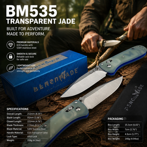 มีดพับ BM535 Bugout รุ่นสั่งทำพิเศษ ทำจากเหล็กกล้าไร้สนิม S30V ด้ามจับ G10 สีหยกใส สำหรับกิจกรรมกลางแจ้ง ตั้งแคมป์ เอาตัวรอด EDC ของขวัญจากโรงงาน - Product Image 2