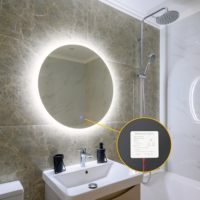 Interrupteur Tactile Miroir à Capteur ON/OFF, Gradateur Tactile Capacitif 12/24V DC pour Éclairage LED de Miroir, 5A 60W, Connecteur SM